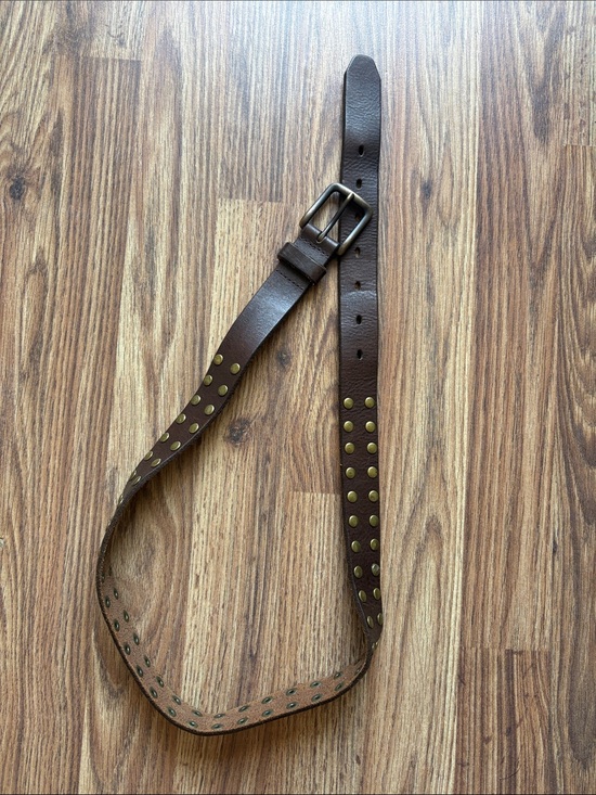 J. Crew Accessories - J. Crew Brown Studded Leather Belt with Brass Accents
